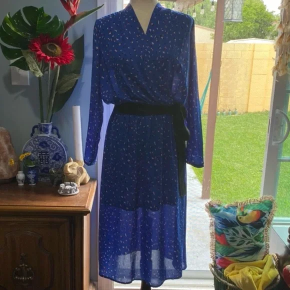 blue leopard midi dress Blue Leopard Printed Satin Midi Dress 8 main image 0